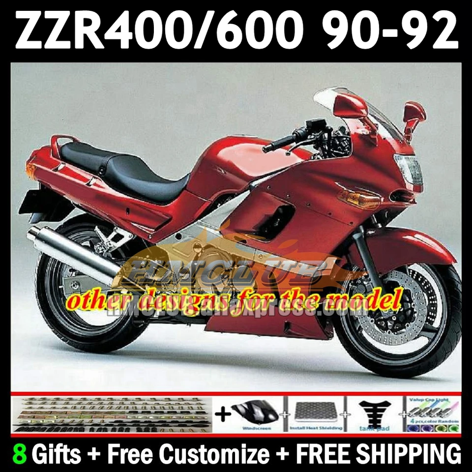 Glossy Black OEM Fairing For KAWASAKI NINJA ZZR-400 ZZR400 90 91