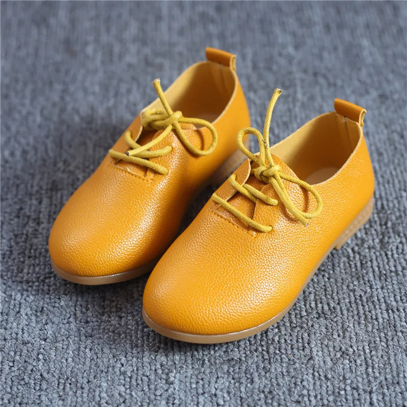 JGVIKOTO Girls Shoes kids shoes kids flats kids sneakers Soft PU Leather Casual Flats For Kids Lace-up Children Sneakers Candy Colors