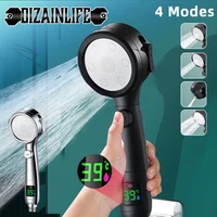 High Pressure Shower Head Water Saving 4 Mode Adjustable Pressurized Spa Handheld Spray Temperature Display Bathroom Accessories 1