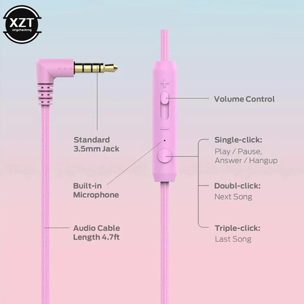 Kids Headphones 3.5mm Audio Jack Wired Earphone Foldable Stereo Headset With Mic for Girls Boys Gift Online Learning Earbuds 5