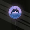 Two Jumping Dolphins Seascape Blue Wall Clock Deep Ocean Waters With Porpoise Silent Movement Wall Watch Sea Animals Wall Art 4