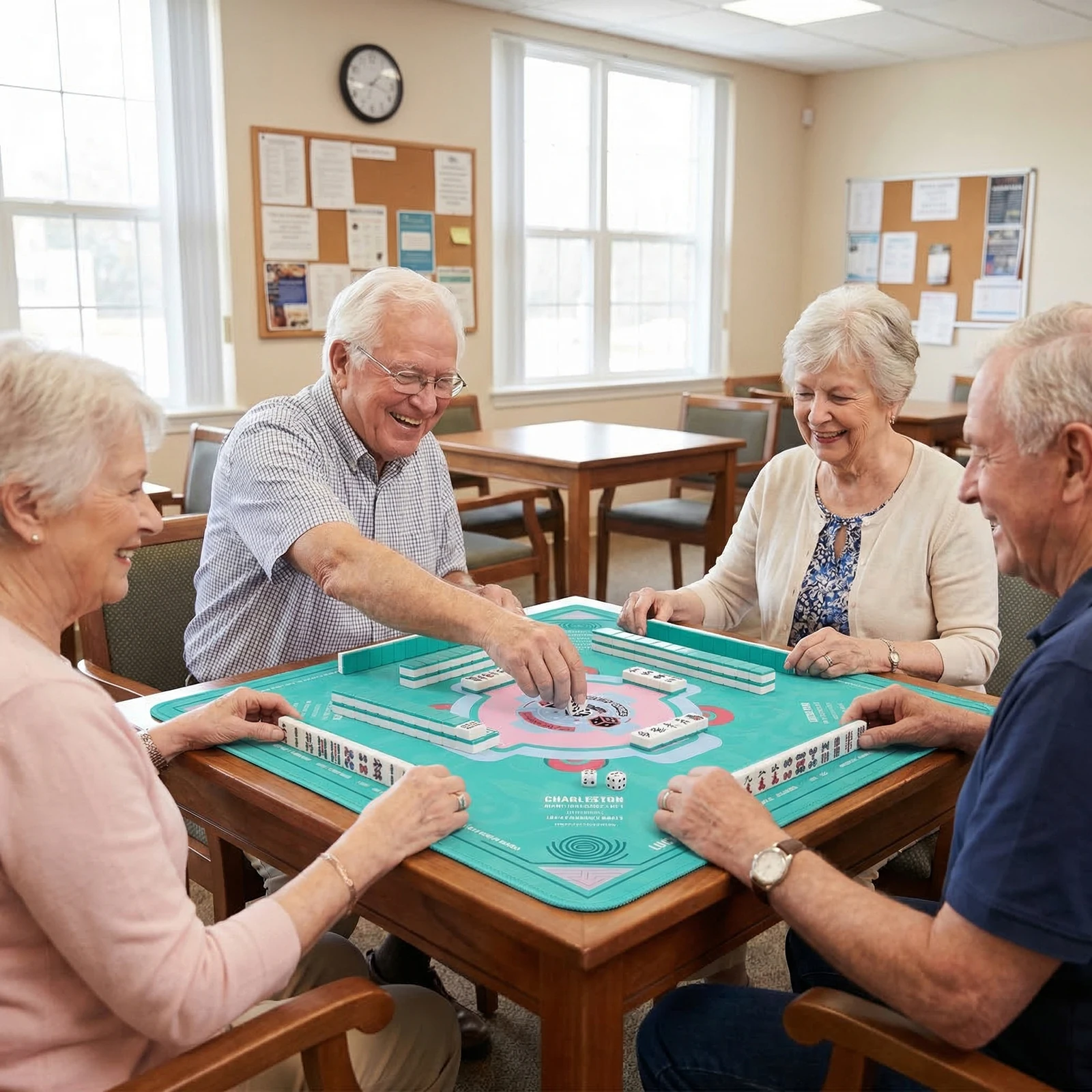 33x33In 소음 감소 마작 매트 미끄럼 방지 음소거 마작 테이블 천 방수 사각형 보드 게임 플레이 매트 친구를위한 선물