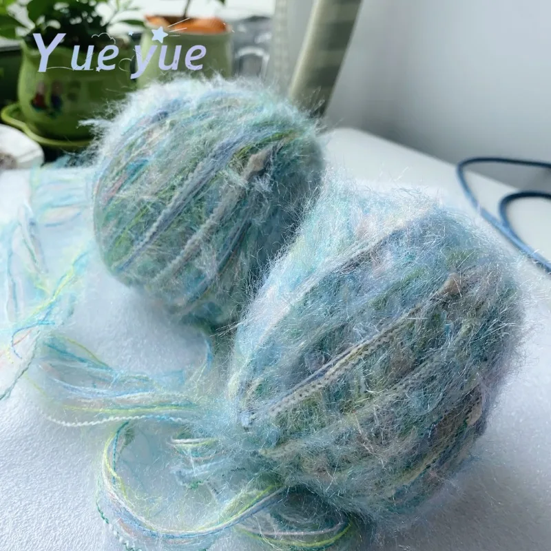 Sparkling Oil Painting Cake Thread 50g-Gradient Sparkling Mixed DIY Scarf, Bag, and Hairpin, Thick and Gorgeous Braided Thread 2