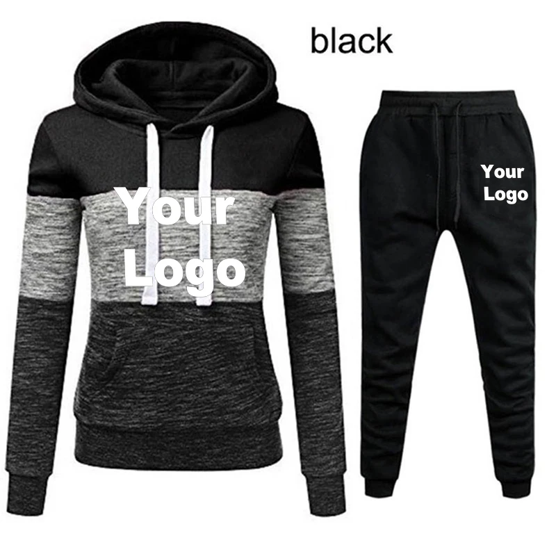 Custom Logo Three-color Patchwork Sweatshirt Suit 2 Piece Sets Womens Outfits Elegant Women's Sets for Women 2 Pieces Lady Set кроссовки guess lady fl5bekfal12 logo