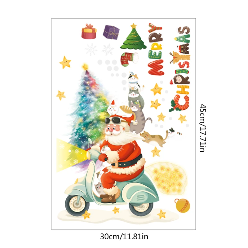 Christmas Santa Claus Window Stickers Xmas Tree Snowflake Glass Wall Sticker Merry Christmas Decoration for Home 2025 New Year