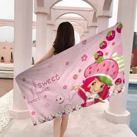 Strawberry Shortcake Microfiber Blanket Quick Drying Beach Towels Oversized Printing Super Absorbent Pool Towel Blanket 1