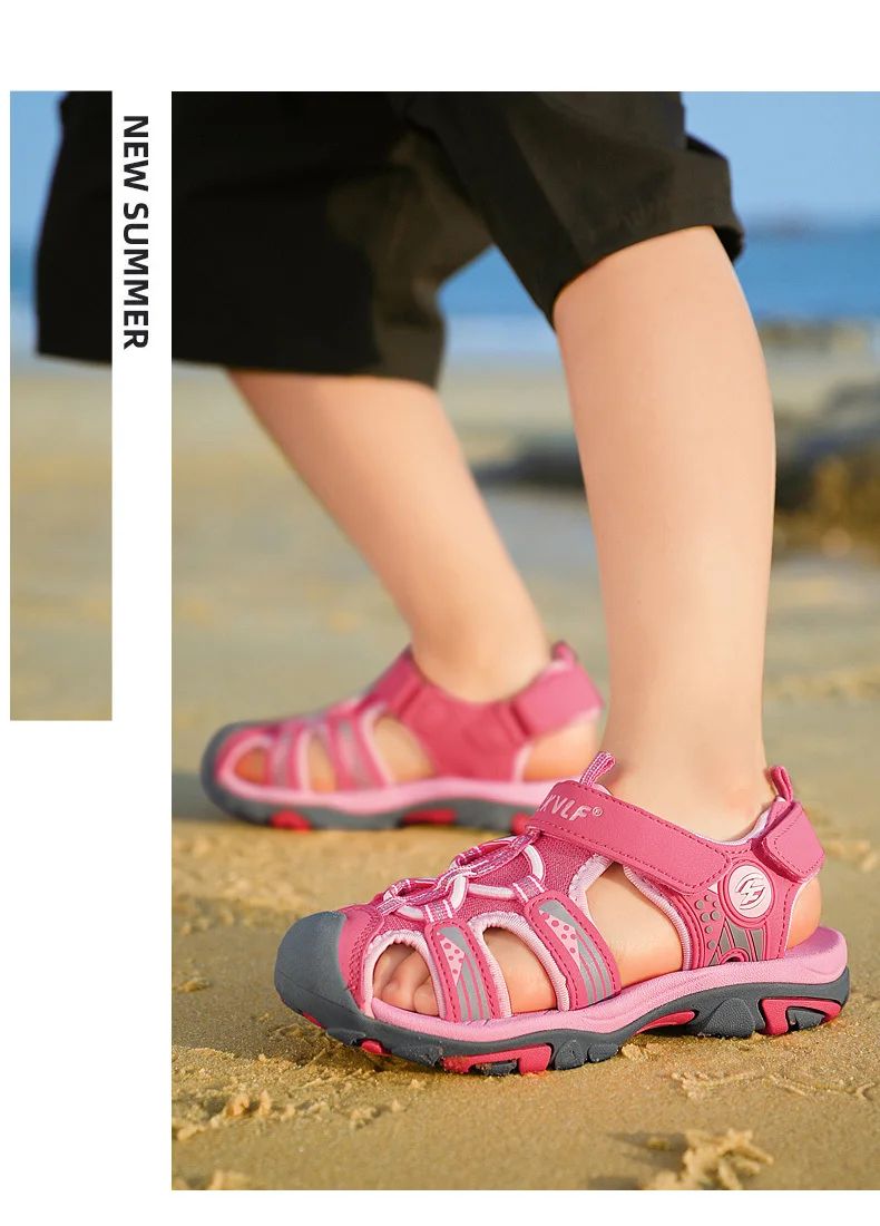 Children Summer Breathable Non-slip Sandals Boys Girls Beach Shoes Soft Flat Closed Toe Safty Shoe Outdoor Casual Sports Sandals bata children's sandals