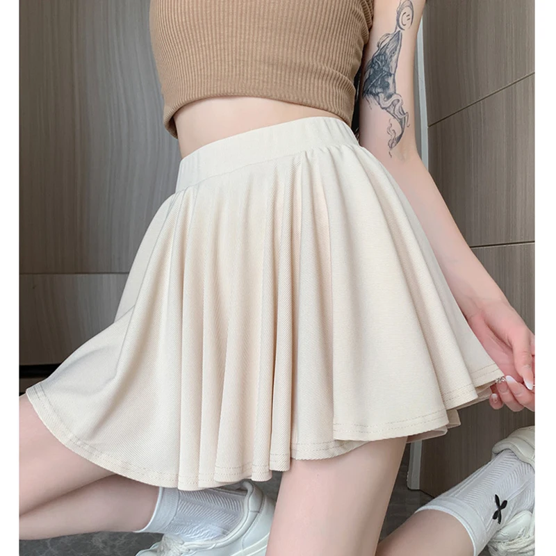 

Gidyq Y2K High Waist Women Mini Skirt Summer Korean Casual Ice Silk Sexy A Line Skirt Fashion female pleated sports skirts New