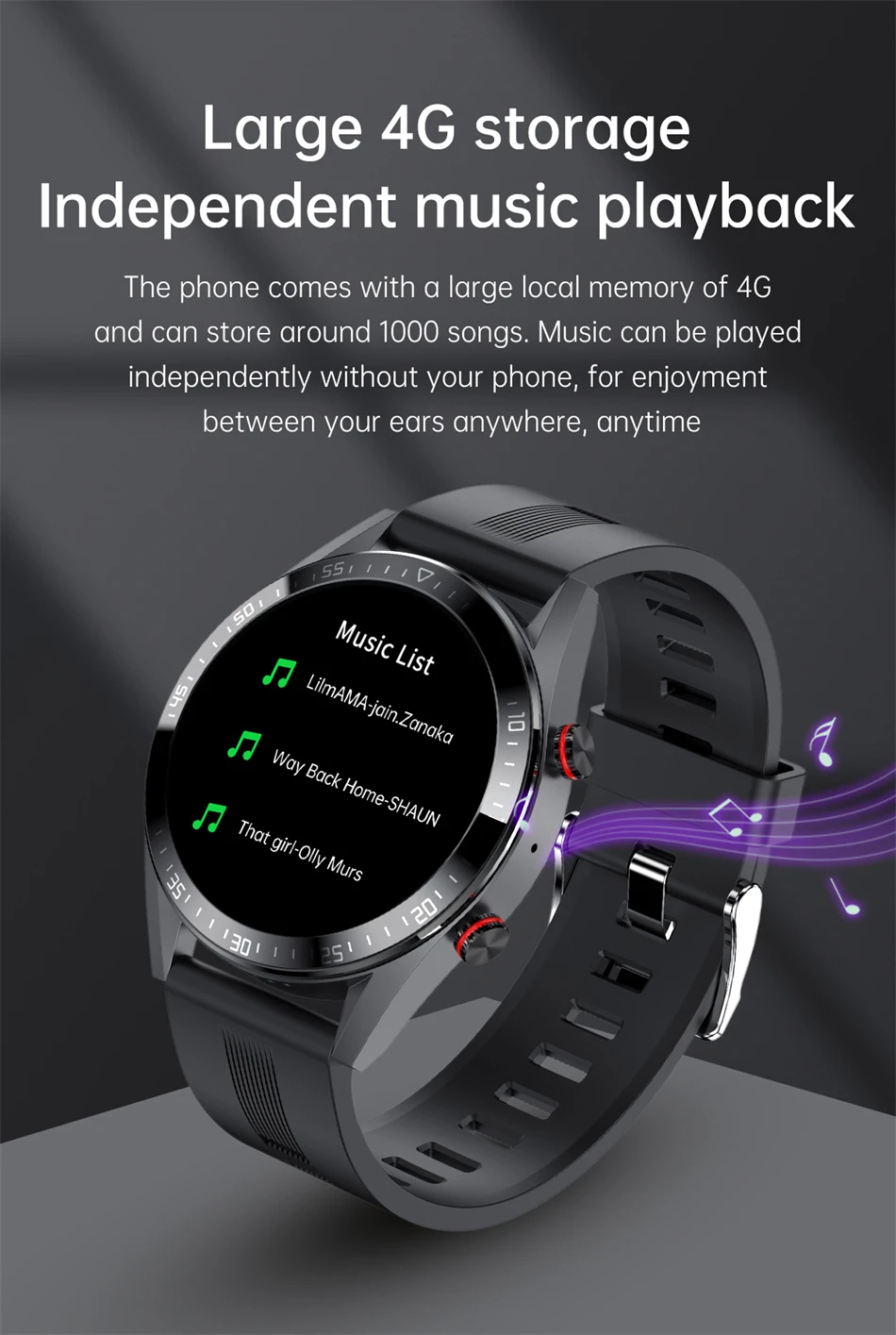 2022 New 454*454 Screen Smart Watch Always Display The Time Bluetooth Call Local Music Smartwatch Mens For Android HUAWEI IOS
