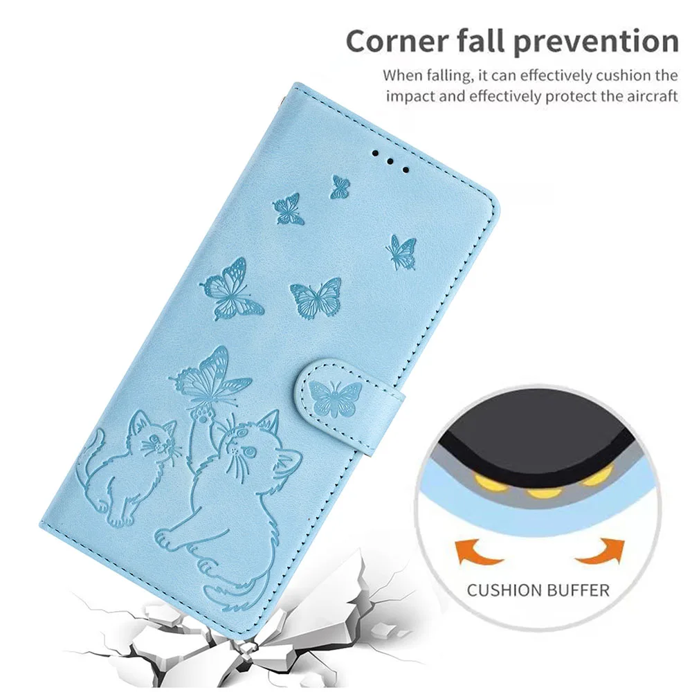 Cat Pattern Leather Wallet Flip Case - Back Cover