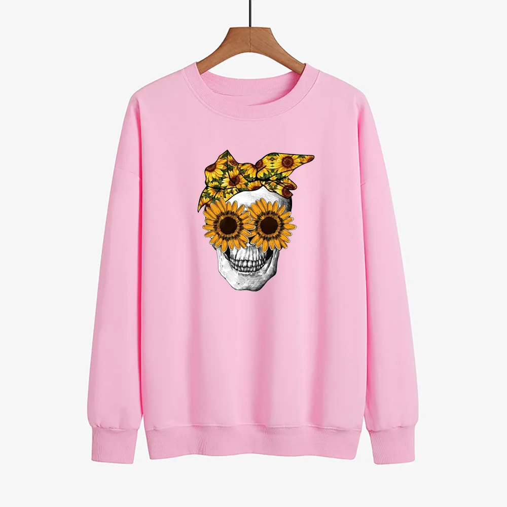 YRYT 2023 Autumn and Winter New Women's Skull Fashion Trend Printed Foreign Trade Cross-border New Hot Round Neck Hoodie
