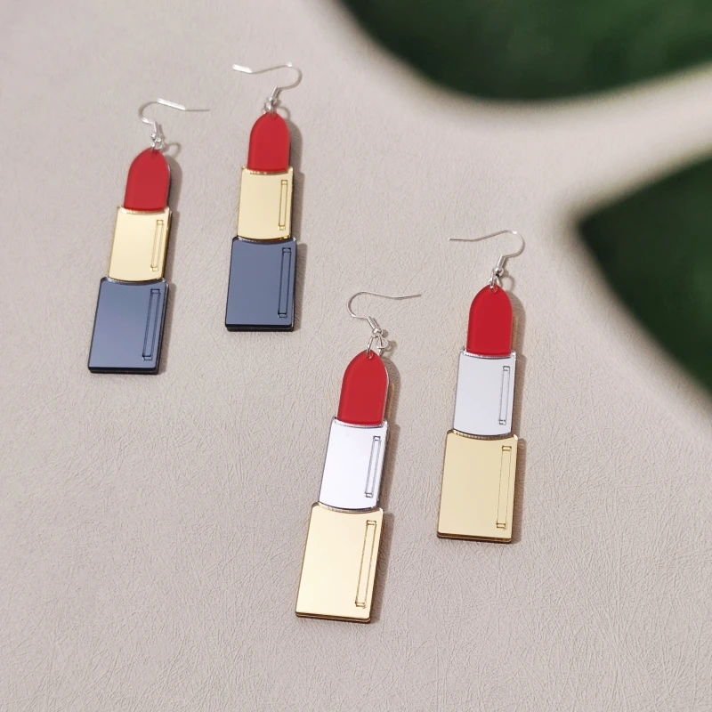 KUGUYS Lippenstift-Ohrringe für Damen, Vintage-Stil, Spiegel-Acryl-Schmuck, lässig, für Musikfestivals, Sommer-Accessoires – Detail 17