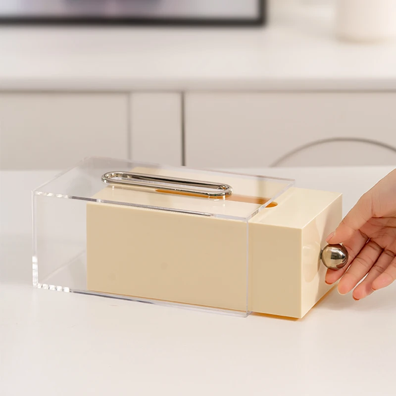 【EpeiusHome】 Acrylic Tissue Box Home Light Luxury Nordic Simple Coffee Table Extraction Box Storage Box 5