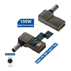 Universal Intelligent PD 100W Fast Charging USB-C to DC Converter with Digital Display (6.0x0.6)