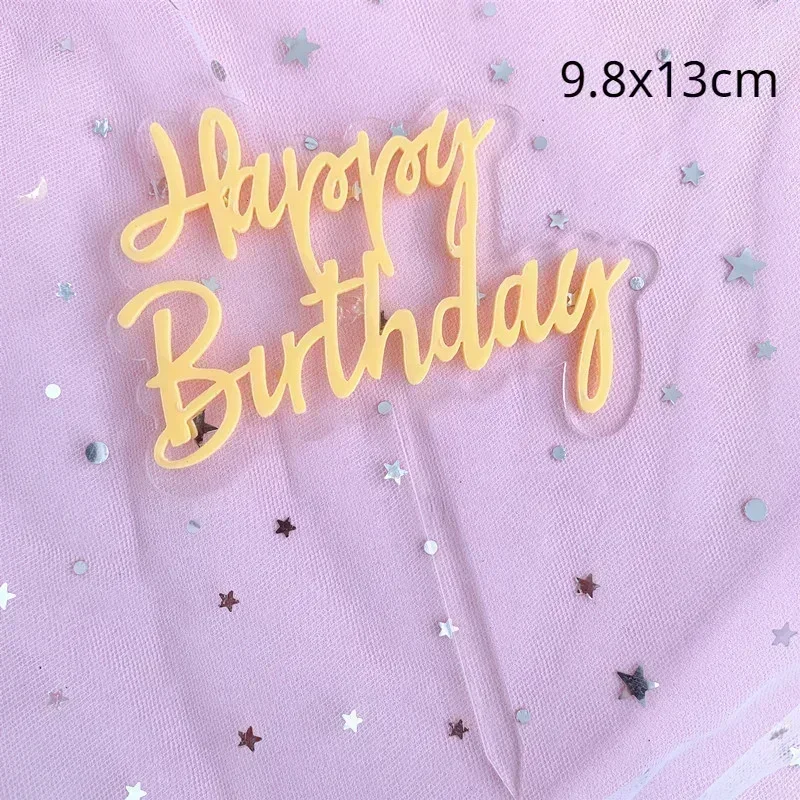 Cake Topper Transparent Colorful Acrylic Happy Birthday Cake Topper Kids Party Supplies Baby Shower Decoration 6 colors cake topper cake toppers birthday party supplies cake decorations party decorations