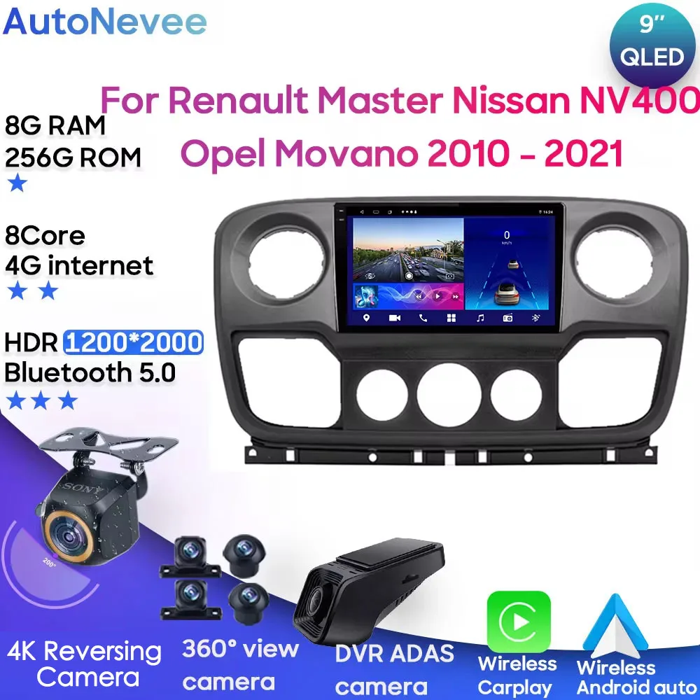 AWESAFE Autoradio Android 13 4Go+64Go Pour Renault Master Nissan NV400/Opel Movano (2010-2016