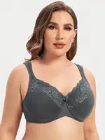 MELENECA Women's Full Coverage Underwire Bra Minimizer Plus Size Lace Comfortable Cushion Strap - Image 3