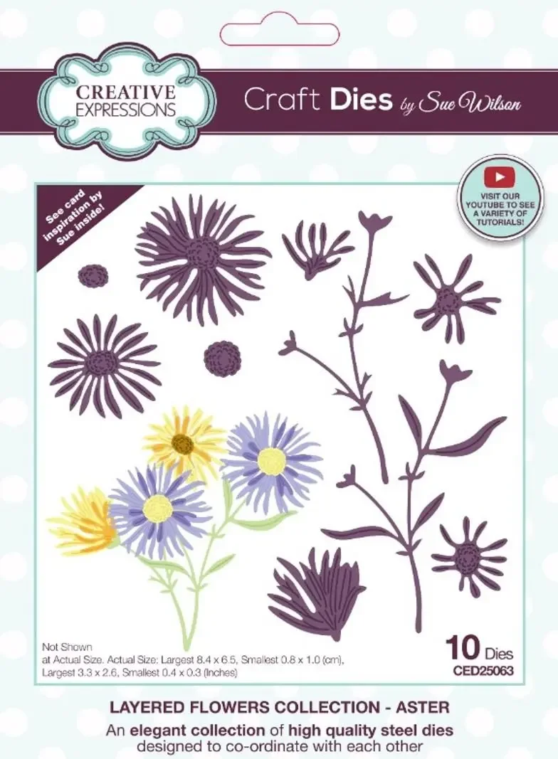 

Layered Flowers Collection - Craft Dies - Aster cutting data slimline essentials scrapbooking card for DIY handmade