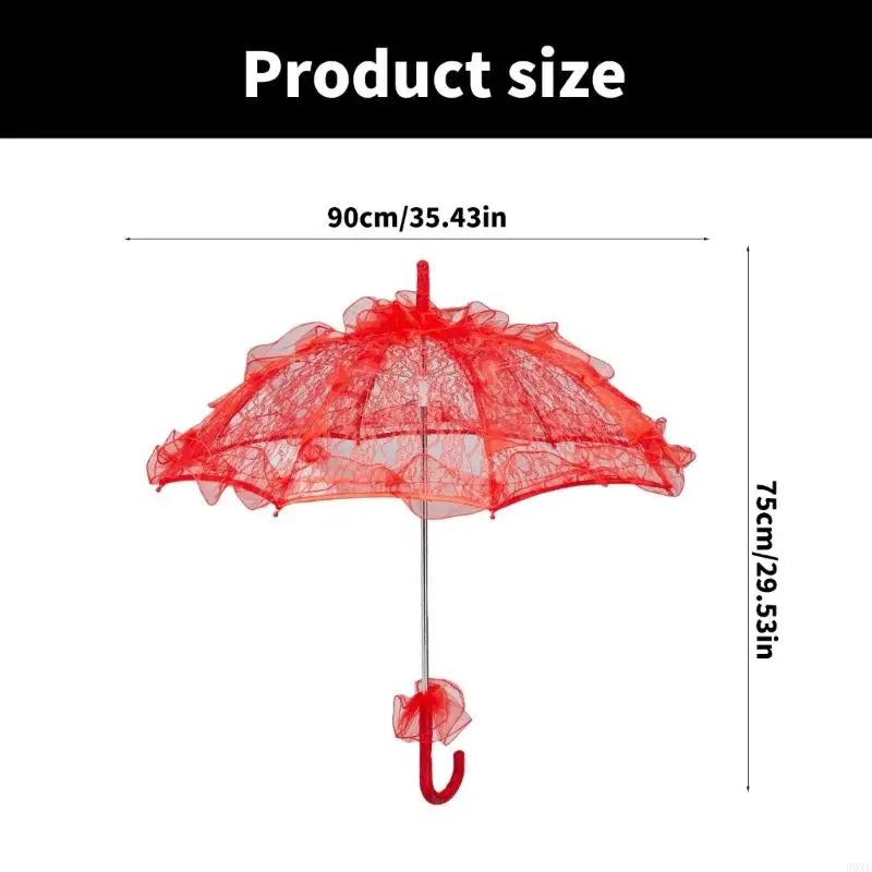 39XE Stylish Women Lace Parasol Sun Protective Parasol with Flower Lace Pattern for Various Formal Occasion Photo Accessory