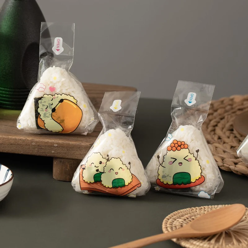 50Pcs Schöne Cartoon Dreieck Reis Ball Verpackung Tasche Nori Onigiri Sushi Tasche Sushi, Der Form Bento Zubehör für Abendessen – Detail 6