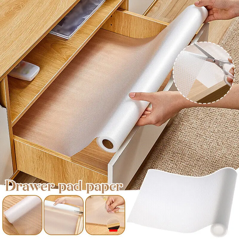 45x150cm Drawer Mat Non-Slip Kitchen Cabinet Liner Cupboard Shelf Protector Pad Waterproof Moisture-proof Drawer Mat