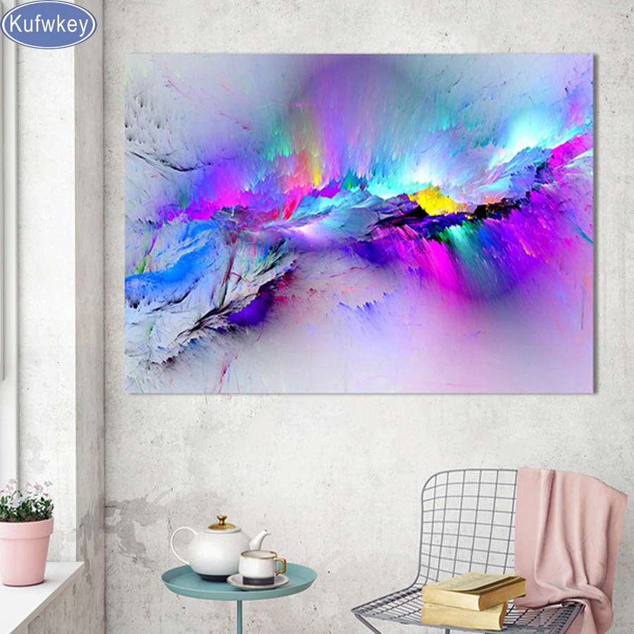 Kufwkey-Diamond Painting with Abstract Clouds, DIY Diamond Embroidery, Cross Stitch, Full Square Diamond Mosaic, Home Decoration