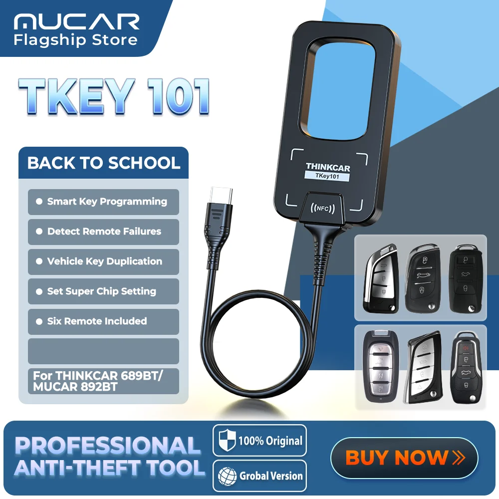 THINKCAR TKEY 101 Programmatore Universale di Chiavi Auto con 6 Telecomandi, Programmazione Sistemi Antifurto Auto per MUCAR 892BT 689BT