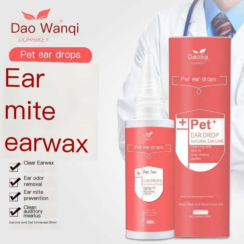 

Pet Ear Drops 60ml Dogs Ear Cleaner Liquid Prevent Ear Mite Infecti0n Cats Ear Drops Clean Effective Ear Wax Removal Drops