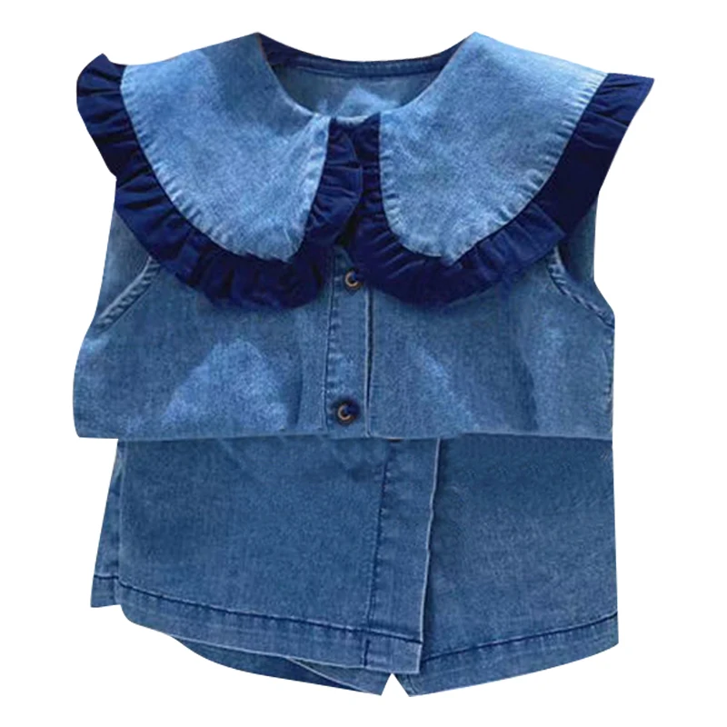 baby clothing set red	 Boys and girls short-sleeved denim shirts cardigan tops children's suits summer baby girl shorts suits fashion two-piece suit baby clothes in sets	