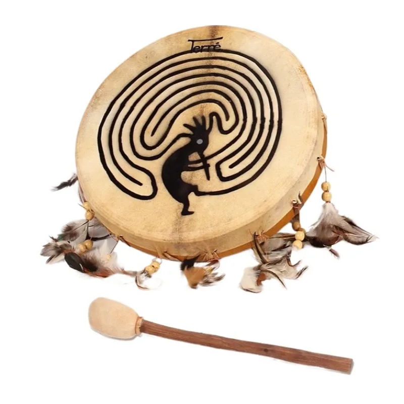 Terre Goat Skin Shaman Drum Indian Drums Sound Therapy Tambourine Meditation Professional Performance Percussion Instruments
