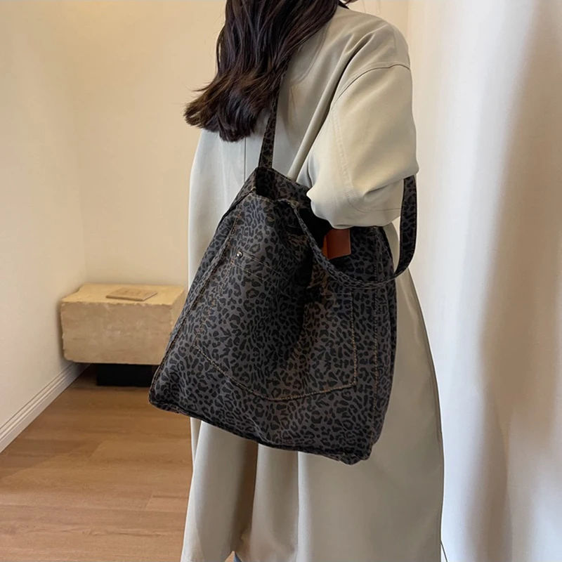 נמר דפוס tote תיק בד משובח בד תיק אופנה קיבולת גדולה תיק עבור בית הספר עבודה קניות