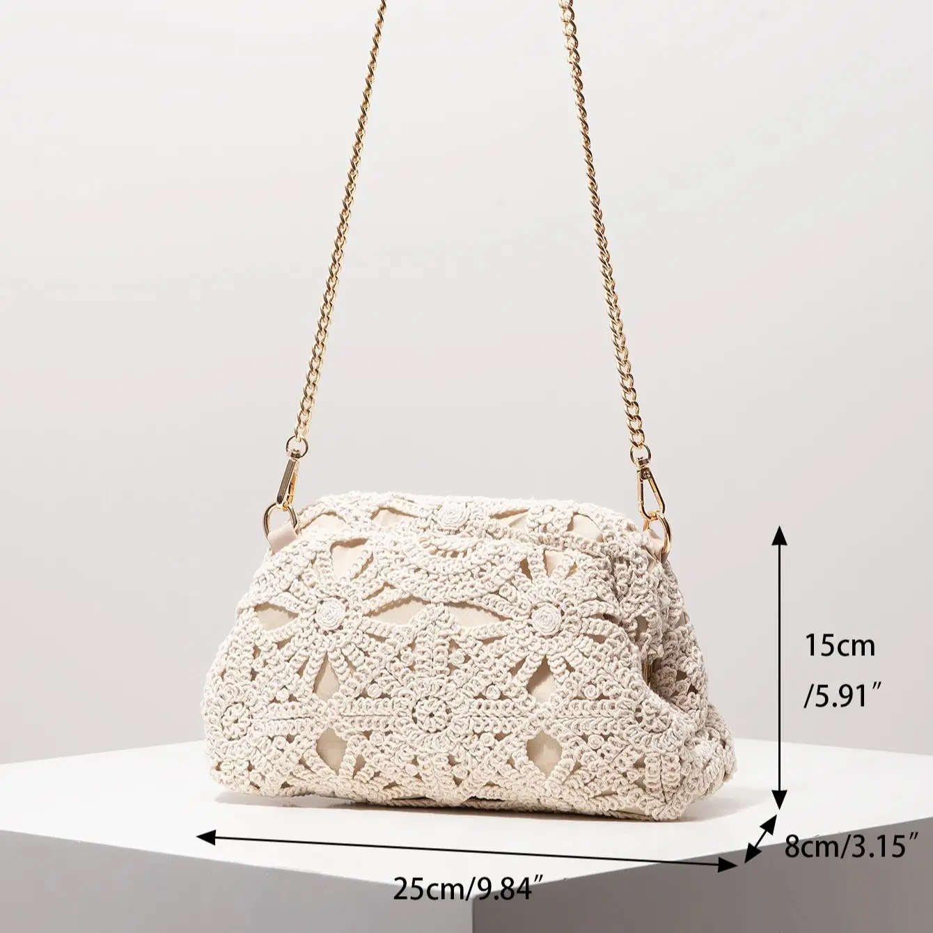 حقيبة كروس منسوجة بتصميم مجوف، وهي حقيبة شاطئ من ا...