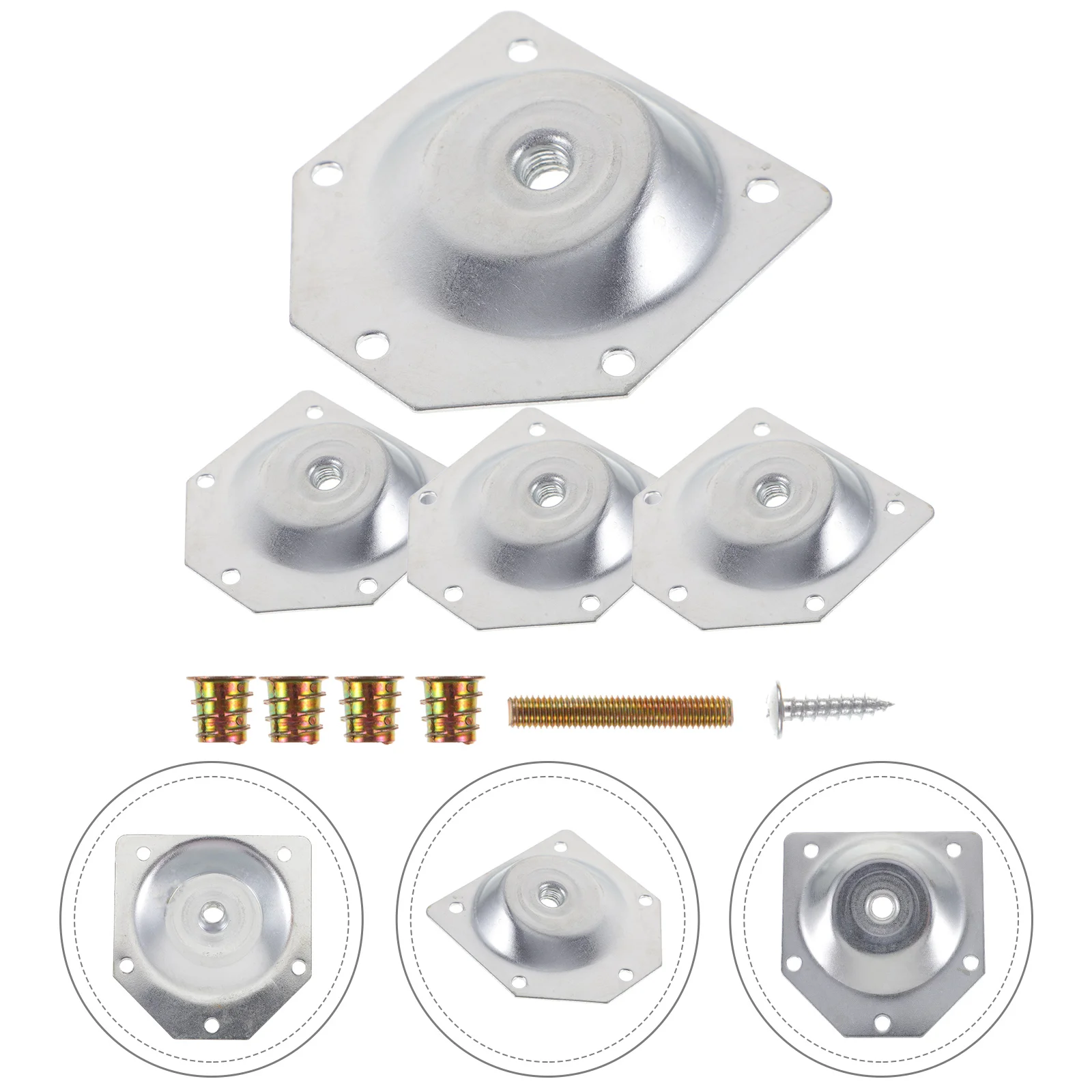 

Doitool Leg Mounting Plates Furniture Leg Attachment Plates T-Plate M8 Sofa Legs Hanger Bolts Converters Screws