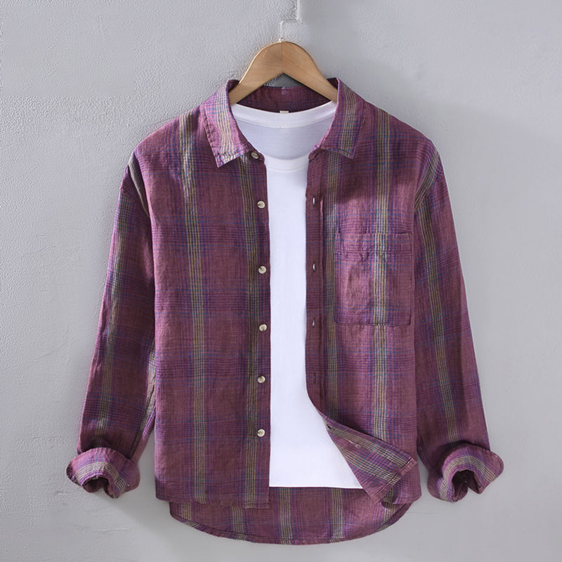 2025 New Summer Fashion Plaid Shirts for Men High-end Casual Versatile Handsome Trendy Loose Tops for Men