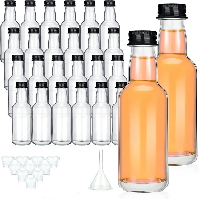 Mini botellas de licor de vidrio de 50 ml con tapas, Mini botellas de vino,  botella de espíritu vacía reutilizable para fiesta de boda - AliExpress