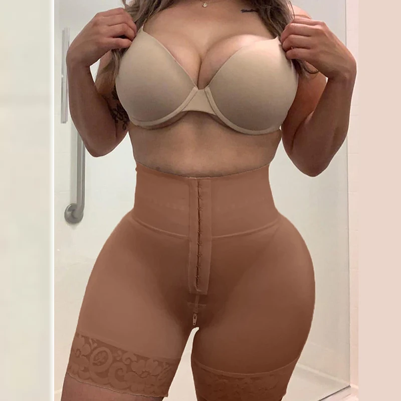 Fajas Women High Quality Shaping Shorts High Waisted Butt Lifter Girdle Waist Shapewear Crotch Zipper Tummy Control Bodysuit