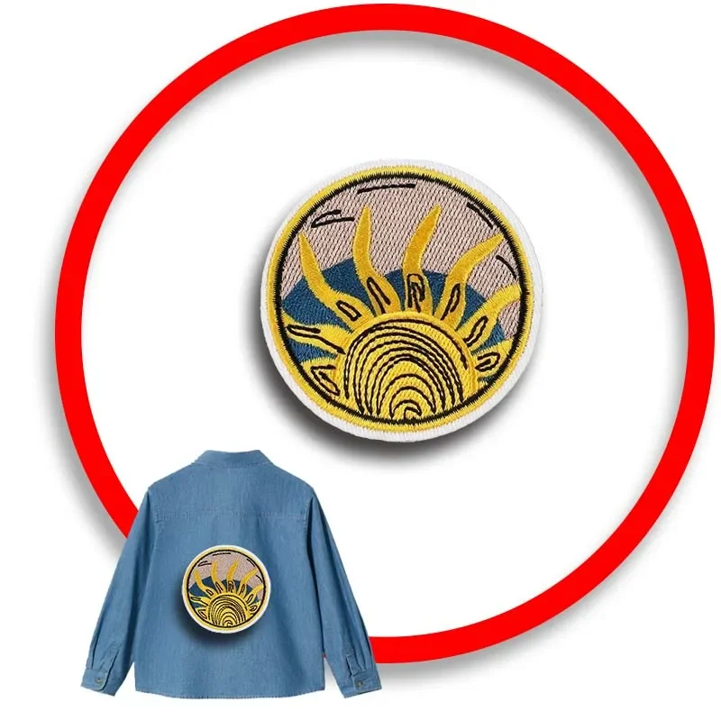 

1pcs Patch Stickers Iron On Patches for Clothing Sewing Sunshine Embroidery Fusible Applique Badge Bag Decoration Stripes