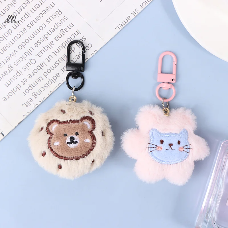 

Kawaii Bear Biscuits Plush Keychain Cartoon Stuffed Cat Keyring Car Keys Chains Bag Pendant Backpack Charm Lovely Gifts