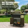 Wood Pellet Grill Smoker with PID Controller, 8-in-1 Master Sear BBQ Grill, Auto Temperature Control, Storage Cabinet Side Shelf 1