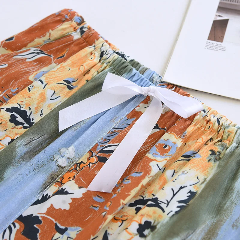 Summer Cotton Viscose Multi Colors Printed Sleepwear Seven Quarter Pants For Women's Cool Summer Cropped Pants With Side Pockets_ecoleips.com