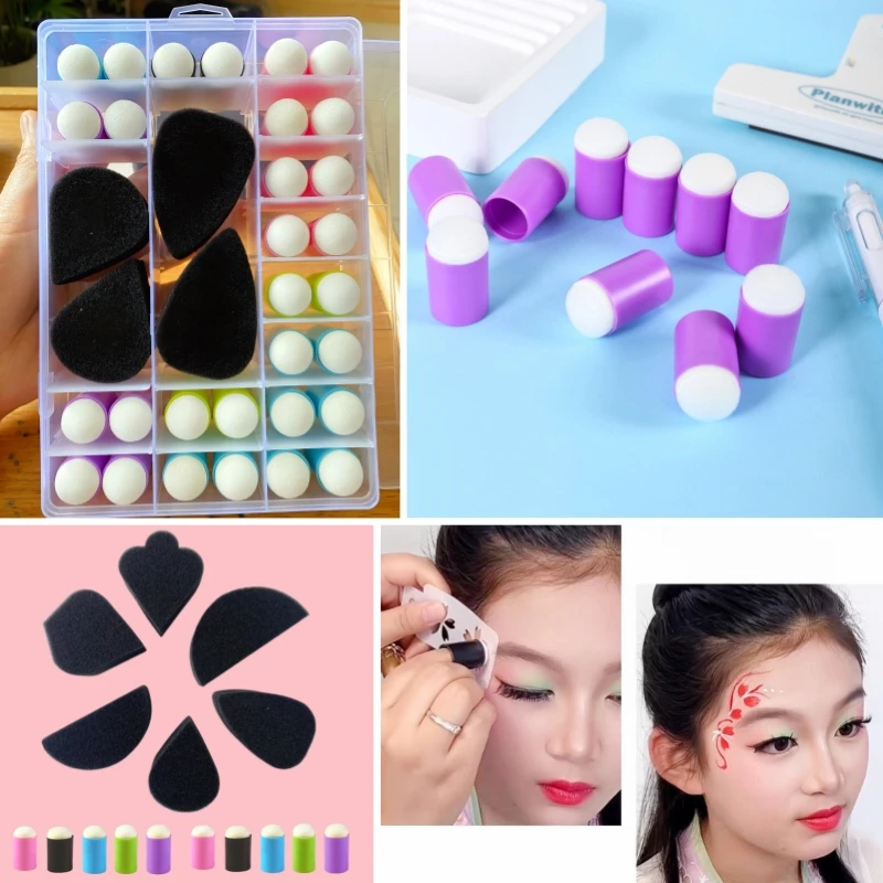 바디 페인팅 잉크 패드 블렌딩 도구, DIY 스펀지 손가락 컬러링용, 5색 선택..