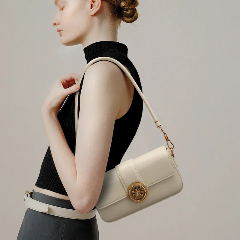 Jenny&Dave French Shoulder Messenger Bag Women Fashion Ladies Elegant Leather Underarm Bag Women Solid Color Party Bag