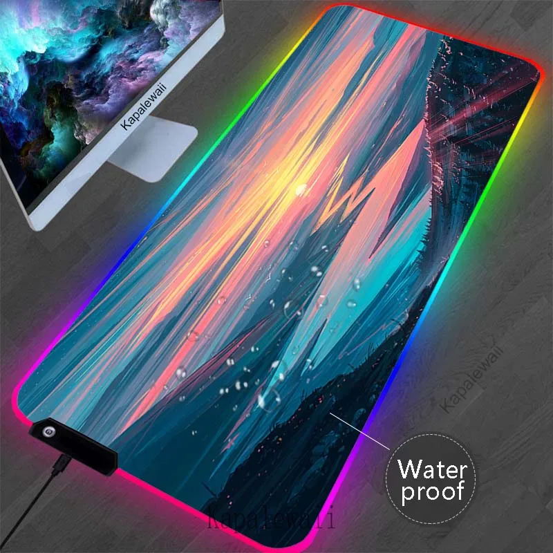

Space Large Mousepad RGB Luminous Mouse Mat Non-Slip Game Mouse Pad Locking Edge Mouse Mat Gaming Waterproof Desk Mat 100x50cm