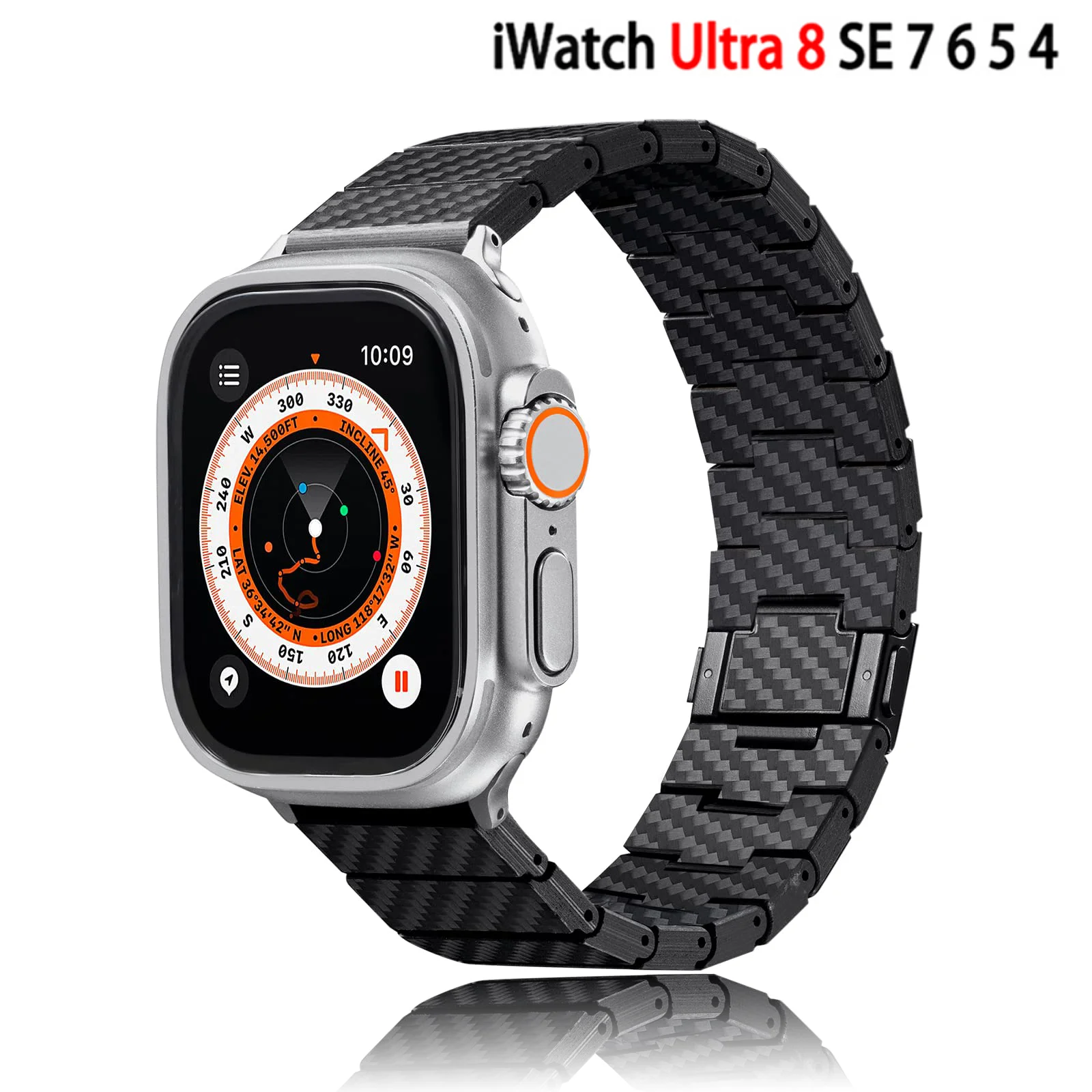 

Ремешок из углеродного волокна для Apple Watch Ultra Band 49 мм 45 41 мм 44 мм 42 40 мм, Модный Магнитный браслет для iWatch Series 8 7 6 5 4 3 SE
