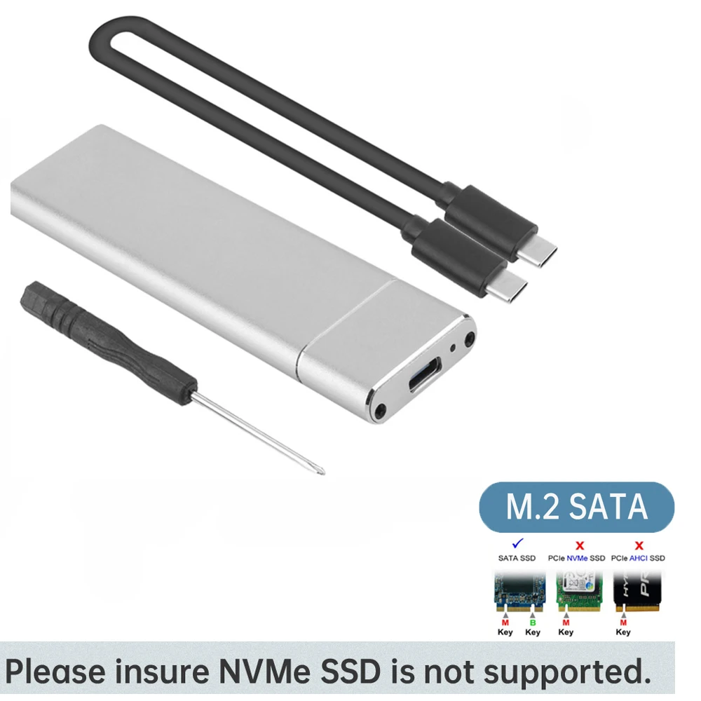 M.2 portable ssd hard disk SSD cases type c usb 3.1 M2 SATA NGFF 2242/2260/2280 B key hard drive HD enclosure silver Black