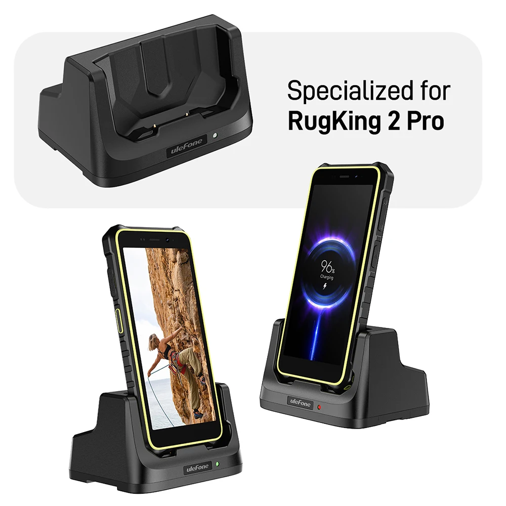 Ulefone Armor Desk Charging Dock for RugKing 2 Pro - Pogo Pin Wireless Charging, Dual Output 2-in-1 Charger Stand