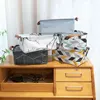1PC Fabric Geometric Pattern Box Storage Basket Desktop Items Book CD Handheld Storage Organizing Box Household Storage Products 1