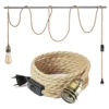 Vintage Power Cord Pendant Light 2M Hemp Rope Cables E26 E27 Lamp Holder Socket EU Plug Switch Industrial Pendant Light Fitting 3