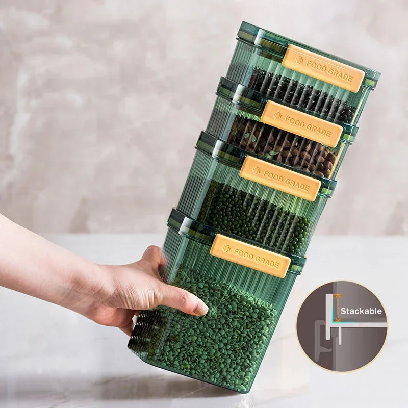 BPA Free Plastic Cereals Jar Sealing Clear Food Storage Container Multipurpose Stackable Kitchen Pantry Organizer Preserving Bin