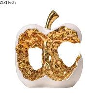 Gold-plated Apple Hollow Out Crafts Ceramic Sculpture Desk Decoration Ornaments Creative Apple Statue Room Aesthetic Decor 6